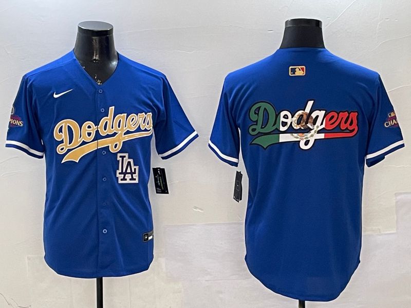 Men Los Angeles Dodgers Blank Blue Champion gold character 2025 Nike MLB Jersey style 12